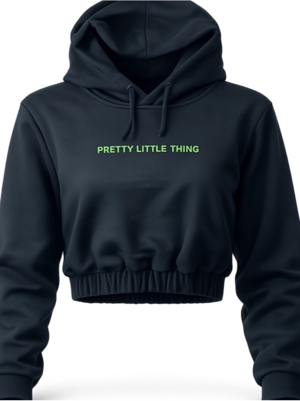 PrettyLittleThing Black Crop Top Hoodie